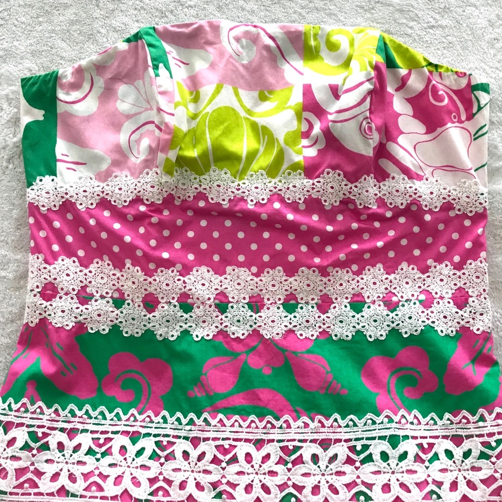 Lilly Pulitzer Paradise Patchwork Strapless Dress - image 3